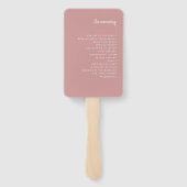 Moderne Minimalistische Script-Dusty-Rose | Hochze Fächer (Rückseite)