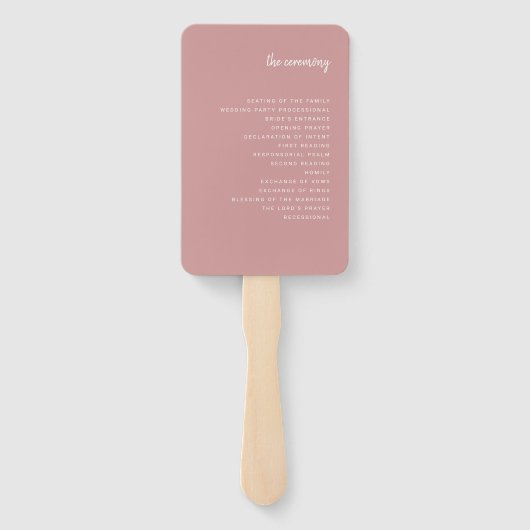 Moderne Minimalistische Script-Dusty-Rose | Hochze Fächer (Rückseite)