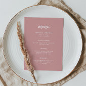 Moderne Minimalistische Script-Dusty-Rose | Hochze Menükarte