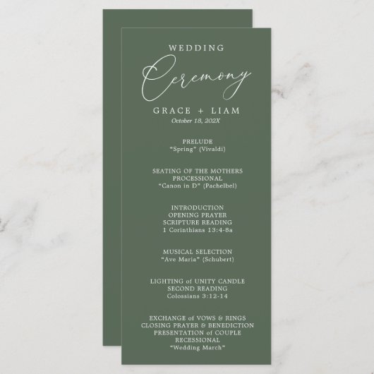 Moderne Minimalistische Script Elegante Hochzeitsf (Vorne/Hinten)