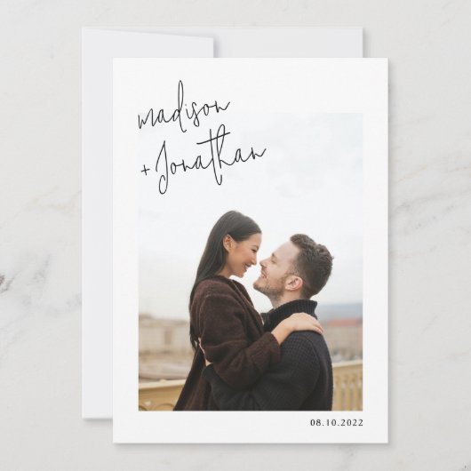 Moderne Minimalistische Script Foto Classic Weddin Einladung (Vorderseite)