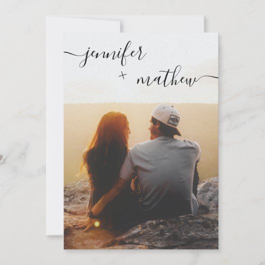 Moderne minimalistische Script-Fotos Hochzeitseinl Einladung (Vorderseite)