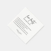 Moderne Minimalistische Script-Fun-Fakten Hochzeit Serviette (Ecke)