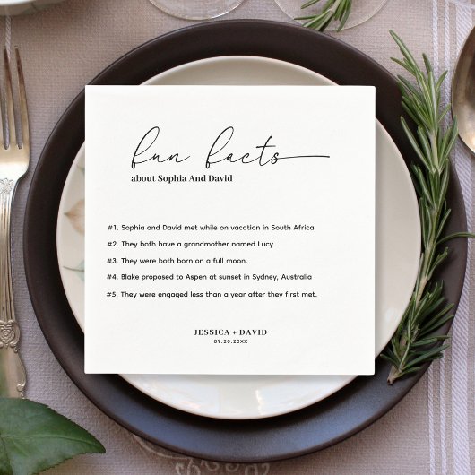 Moderne Minimalistische Script-Fun-Fakten Hochzeit Serviette