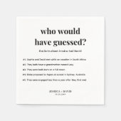 Moderne Minimalistische Script-Fun-Fakten Hochzeit Serviette (Vorderseite)