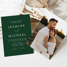 Moderne Minimalistische Script Green Foto Hochzeit Einladung