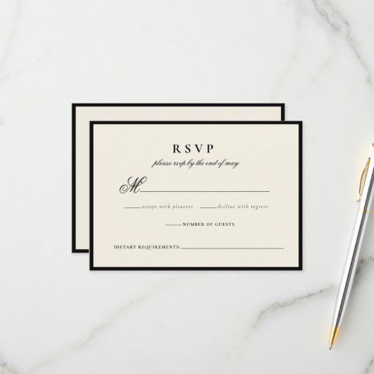 Moderne Minimalistische Script-Hochzeitkarte RSVP Karte (Vorderseite/Rückseite Beispiel)