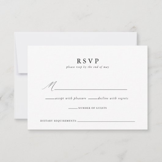 Moderne Minimalistische Script-Hochzeitkarte RSVP Karte (Vorderseite)
