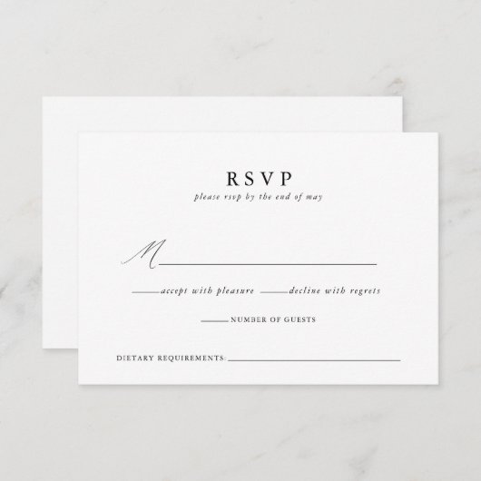 Moderne Minimalistische Script-Hochzeitkarte RSVP Karte (Vorne/Hinten)