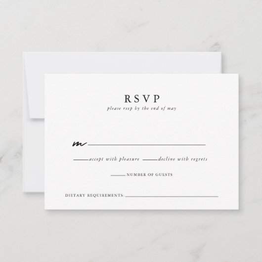 Moderne Minimalistische Script-Hochzeitkarte RSVP Karte (Vorderseite)