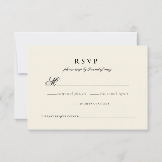 Moderne Minimalistische Script-Hochzeitkarte RSVP Karte (Vorderseite)