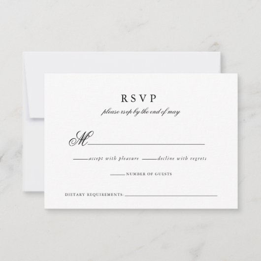 Moderne Minimalistische Script-Hochzeitkarte RSVP Karte (Vorderseite)