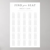 Moderne Minimalistische Script-Hochzeitstabelle Poster (Vorne)