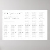 Moderne Minimalistische Script-Hochzeitstabelle Poster (Vorne)