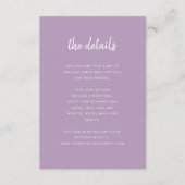 Moderne Minimalistische Script-Lavendel-Hochzeitde Begleitkarte (Vorderseite)