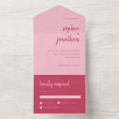 Moderne Minimalistische Script Magenta und rosa Ho All In One Einladung (Innen Boden)