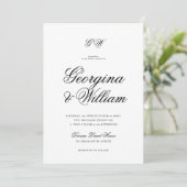 Moderne Minimalistische Script Monogram Wedding Einladung (Stehend Vorderseite)