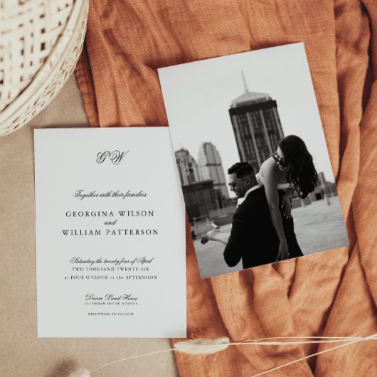 Moderne Minimalistische Script Monogram Wedding Einladung