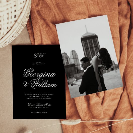 Moderne Minimalistische Script Monogram Wedding Einladung