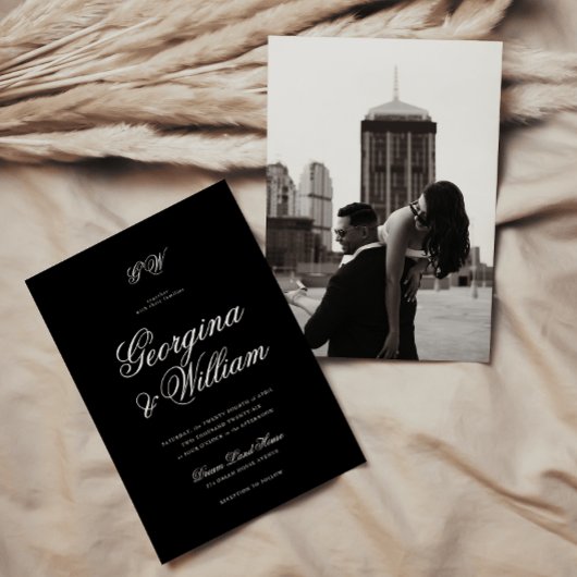 Moderne Minimalistische Script Monogram Wedding Einladung