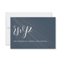 Moderne Minimalistische Script Navy Blue Wedding