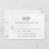 Moderne Minimalistische Script Navy Blue Wedding RSVP Karte (Rückseite)