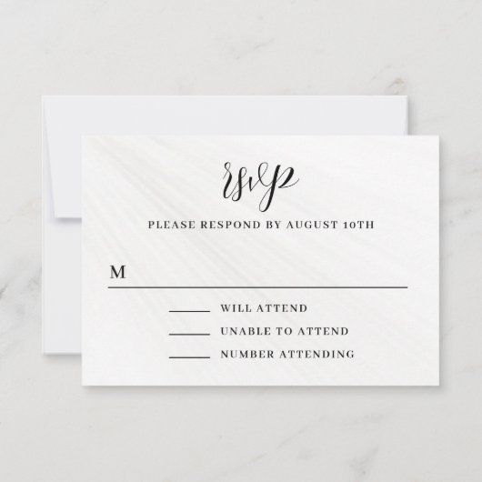 Moderne Minimalistische Script Navy Blue Wedding RSVP Karte (Rückseite)