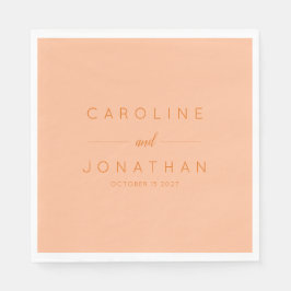 Moderne Minimalistische Script-Peach-Hochzeit Serviette
