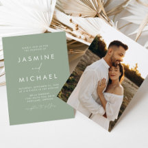 Moderne Minimalistische Script Sage Green Foto Hoc