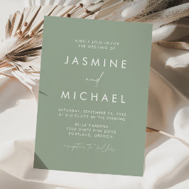 Moderne Minimalistische Script-Sage Grüne Hochzeit Einladung