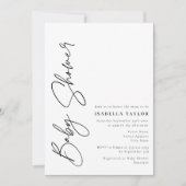 Moderne Minimalistische Script Schwarz-weiß Baby D Einladung (Vorderseite)