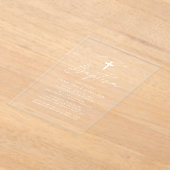 Moderne Minimalistische Script-Taufe Acryleinladungen (Ablage )