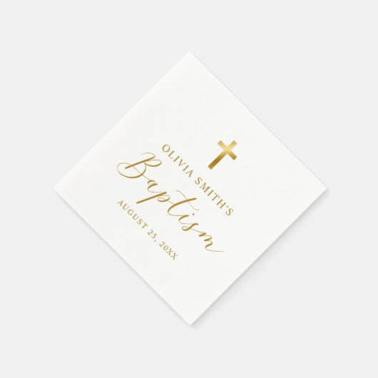 Moderne Minimalistische Script-Taufe Serviette (Ecke)