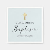 Moderne Minimalistische Script-Taufe Serviette (Vorderseite)