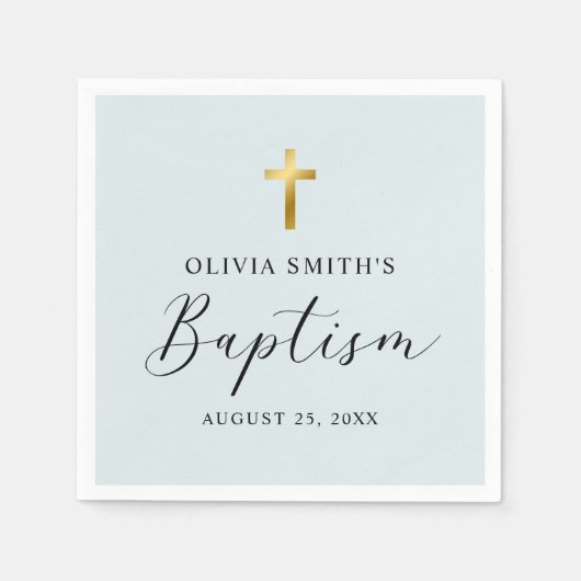 Moderne Minimalistische Script-Taufe Serviette (Vorderseite)