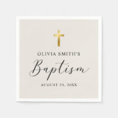 Moderne Minimalistische Script-Taufe Serviette (Vorderseite)