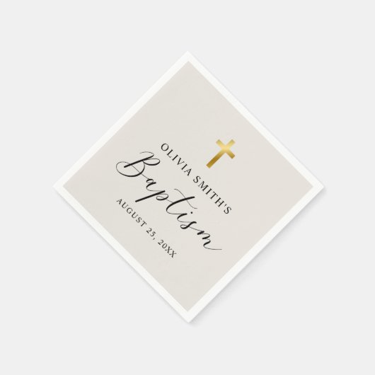 Moderne Minimalistische Script-Taufe Serviette (Ecke)