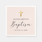 Moderne Minimalistische Script-Taufe Serviette (Vorderseite)