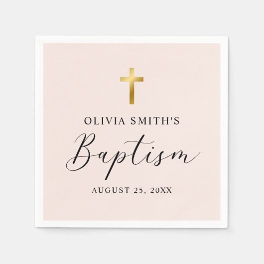 Moderne Minimalistische Script-Taufe Serviette (Vorderseite)