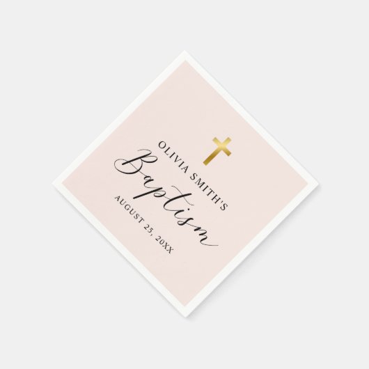 Moderne Minimalistische Script-Taufe Serviette (Ecke)