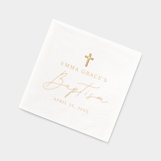 Moderne Minimalistische Script-Taufe Servietten Mit Folie (Links)