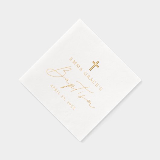 Moderne Minimalistische Script-Taufe Servietten Mit Folie (Rechts)