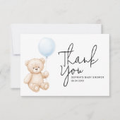 Moderne Minimalistische Script Teddy Bear Baby Dus Dankeskarte (Vorderseite)
