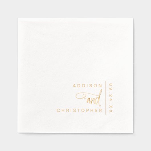 Moderne Minimalistische Script Typografie Wedding Servietten Mit Folie (Vorderseite)