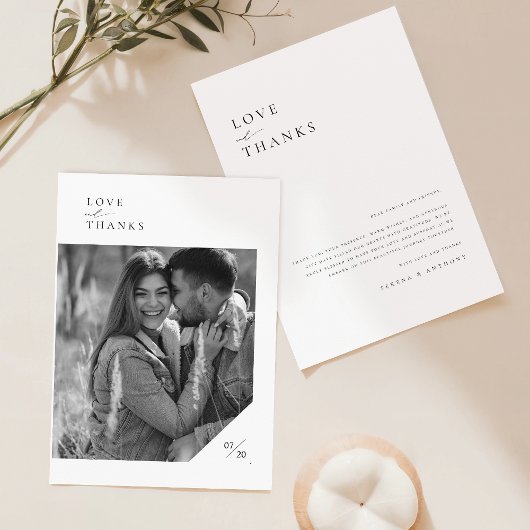 Moderne Minimalistische Script Typografy Foto Wedd Dankeskarte