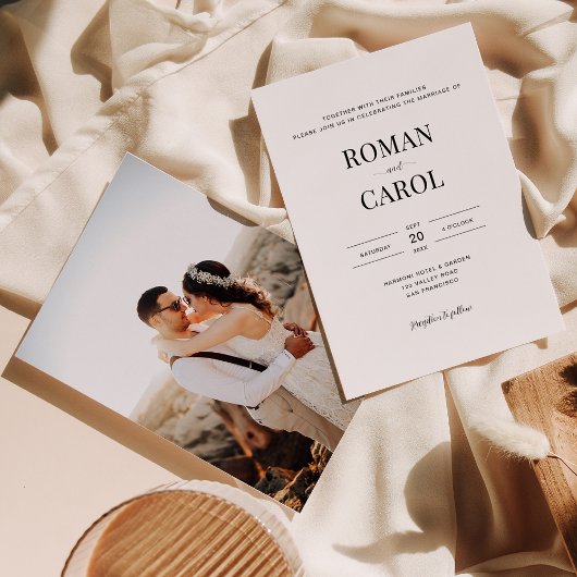 Moderne Minimalistische Script Typografy Foto Wedd Einladung