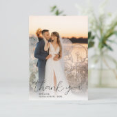 Moderne Minimalistische Script Wedding 2 Fotos Dankeskarte (Stehend Vorderseite)