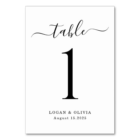 Moderne Minimalistische Script Wedding Tischnummer (Rückseite)