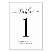 Moderne Minimalistische Script Wedding Tischnummer (Vorderseite)