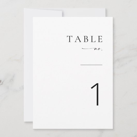 Moderne Minimalistische Script Wedding Tischnummer (Vorderseite)